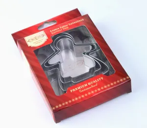 Stainless steel gingerbread man cookie cutter set, perfect for Christmas holiday baking tools.
