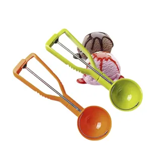 Stainless Steel Plastic Ice Cream Scoop Multifunctional Semi-Automatic Melon Baller Kitchen Tool