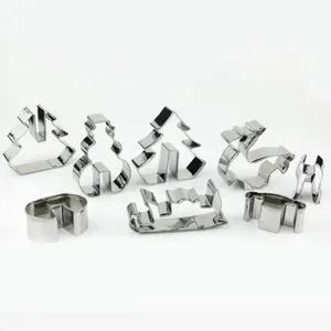 Stainless Steel 3D Christmas Cookie Cutters 8-Piece Set Baking Mold for Holiday Cookies