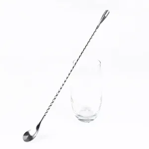 Cuillère de Mélange à Café en Acier Inoxydable 304 Long Manche Cocktail Muddler Cuillère Remueuse Pour Maison Bar Boisson Froide Cuisine