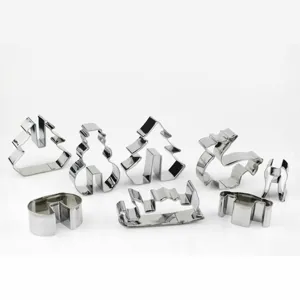 8-Piece 3D Stainless Steel Christmas Cookie Cutter Set, Holiday Baking Mold for DIY Cookies