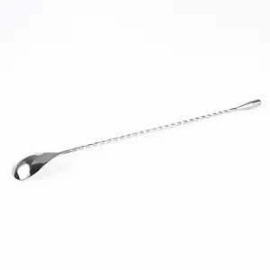 Cuillère de bar en inoxydable long manche cocktail mélange pour café et boissons.