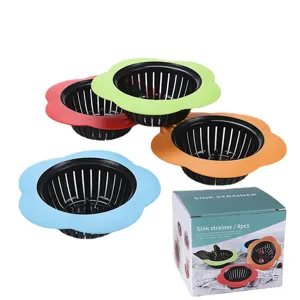 Passoire d'Évier en Plastique Fleur de Prunier Égouttoir de Sol Attrape-Cheveux Filtre à Eau Accessoires de Cuisine