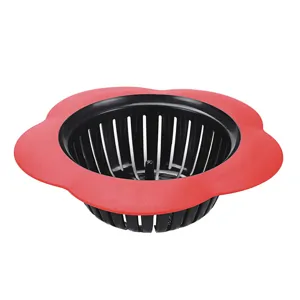Panier filtre d'évier de cuisine en forme de fleur en plastique rouge et noir design