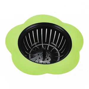 Filtre d'evier de cuisine, panier d'ecoulement en plastique TPR forme fleur prune vue principale