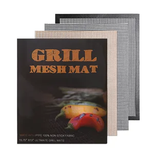 Reusable BBQ grill mesh mat non-stick PTFE baking mesh pad for outdoor cooking 15.75x13 inch