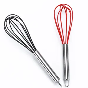 10 Zoll Silikon Schneebesen mit Edelstahlgriff Manueller Eierbesen fuer Kueche Neu