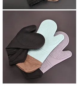 Silicone oven mitts heat resistant kitchen gloves extra long microwave gloves for cooking baking