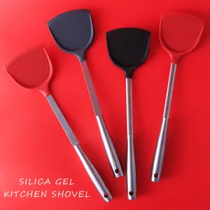 Stainless Steel Silicone Cooking Spatula Non-Stick Heat Resistant Kitchen Turner With Hollow And Solid Handle Design