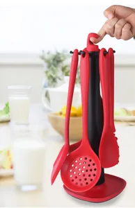 Juego de utensilios de cocina de silicona con soporte antiadherente resistente al calor