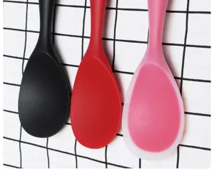 Multicolor non-stick silicone rice paddle for daily kitchen use, heat resistant rice spoon.