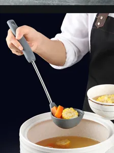 Silicone soup ladle with 430 stainless steel handle, non-stick cooking kitchen utensil tool
