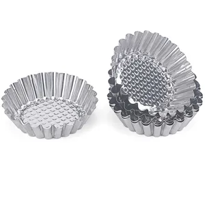 Stainless steel egg tart molds fluted baking cups for mini cakes and pastry tools.