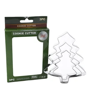Juego de Cortador de Galletas de Árbol de Navidad de Acero Inoxidable Molde de Repostería Metálica para Cocina