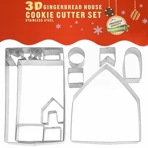 Christmas Stainless Steel Gingerbread House Cookie Cutter DIY Biscuit Mold Baking Pastry Tool Kitchen Accessory Supplies