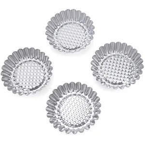 430 Stainless Steel Egg Tart Mold Baking Tool Round Corrugated One Piece Molding Kitchen Bakeware Pastry Cake Mold