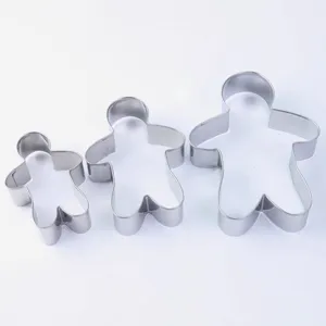 Stainless Steel Gingerbread Man Cookie Cutters 3-Piece Baking Mold Set for DIY Kitchen