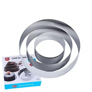 Ensemble de Moules à Gâteau en Acier Inoxydable Plats de Cuisson Ronds Cercle à Mousse Outils de Pâtisserie DIY