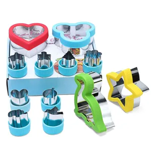 12-piece stainless steel cookie cutter set, sandwich and vegetable cutting molds for DIY baking.