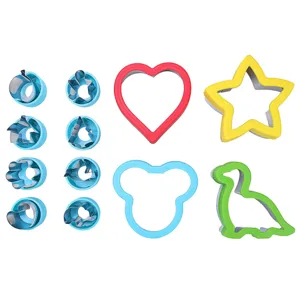 12-piece stainless steel cookie cutters set, cute shapes for DIY baking and fruit slicing.
