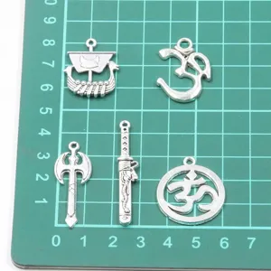 Alloy metal DIY pendants set, Viking ship and sword charms for handmade jewelry making accessories.