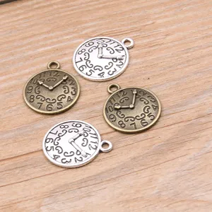 Ciondoli Sveglia Rotondi Steampunk Accessori per Gioielli Fai-da-te in Lega di Zinco per Borse Collane Argento Antico Bronzo