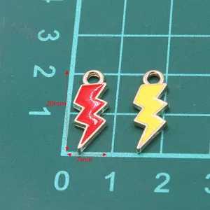 DIY Aleación Esmalte Rayo Colgante Accesorios de Fabricación de Joyas Rojo Amarillo