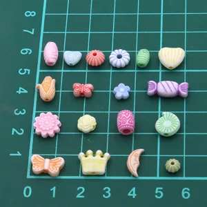 Mixed acrylic resin beads assortment for kids DIY crafts, assorted cute shapes charms.