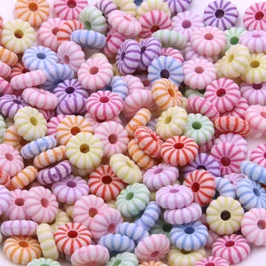 Acrylic resin striped candy beads, colorful round spacer beads for kids DIY jewelry making
