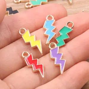 Colgantes de rayo de aleación coloridos para joyería DIY, accesorios de metal 7x20mm.