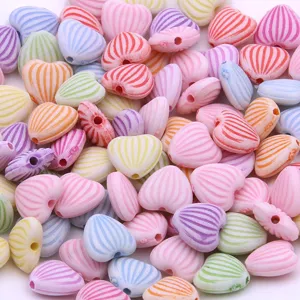 Colorful striped heart acrylic beads bulk mix for DIY craft jewelry making 100pcs