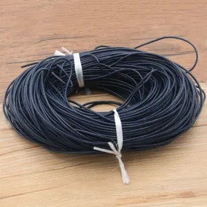 Cordon en cuir veritable rond, ficelle en cuir bleu fonce 1mm-3mm pour fabrication de bijoux.