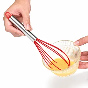 8-inch stainless steel silicone manual egg whisk for kitchen baking and cooking use