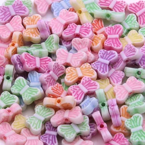 Colorful acrylic butterfly beads for kids DIY crafts jewelry making, mixed colors bulk pack.