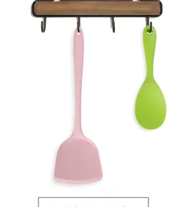 Conjunto de utensilios de cocina de silicona resistente al calor con espátula.