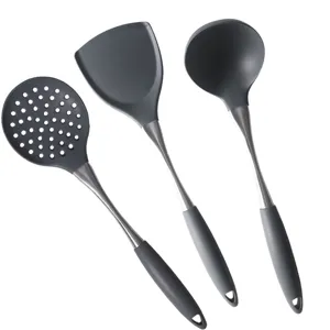 Ensemble ustensiles cuisine silicone manche acier inoxydable spatule louche ecumoire