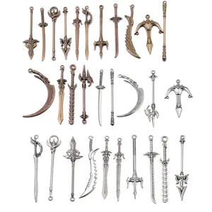 DIY zinc alloy weapon charms sword blade pendant jewelry findings for handmade crafts accessories.