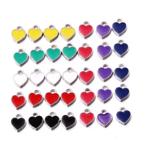 Kleine Emaillierte Herz Anhänger für Schmuckherstellung, bunte Legierungs Charms für Nägel