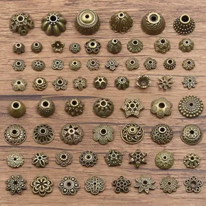 Antique Bronze Silver Zinc Alloy Hollow Flower Bead Caps Spacer Beads For DIY Bracelet Necklace Jewelry Making Findings Accessories