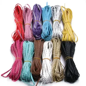 12 colores cuerda de cuero trenzado PU 5mm ancho DIY joyería alambre artesanía detalle vista