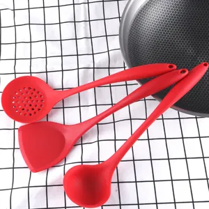 Set d'Ustensiles de Cuisine en Silicone Outils de Cuisson Antiadhésifs Résistants à la Chaleur Avec Spatule Louche et Écumoire
