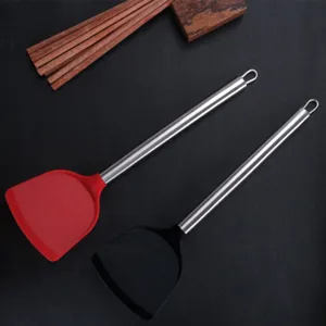 Antihaftbeschichtete Silikon Kochlöffel Mit Edelstahlgriff Hochtemperaturbeständiges Küchenutensil