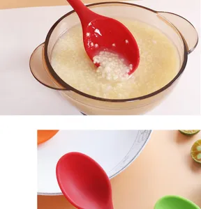 Household candy-color silicone small spoon, high-temperature resistant kitchen soup tool