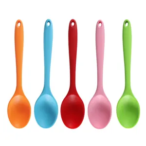 Candy-colored silicone small spoons, heat-resistant kitchen tools, multi-color main set.