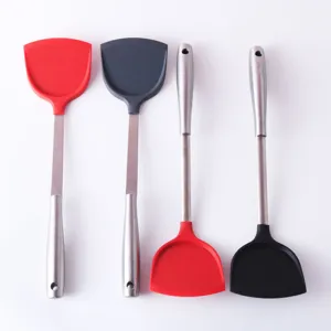 Stainless steel handle silicone spatula non-stick cooking kitchen tool set for home cooking.