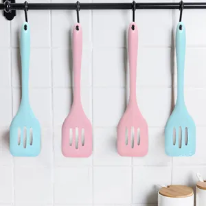 Silicone Slotted Spatula Non Stick Cookware Heat Resistant Kitchen Cooking Turner Tool Flat Pan Shovel Utensil