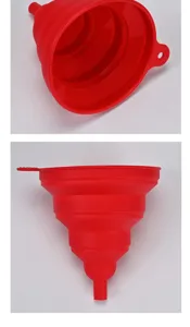 Imbuto in silicone pieghevole e portatile per cucina, comodo imbuto rosso flessibile.