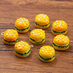Mini Colgantes de Hamburguesa de Resina Accesorios de Joyería Bricolaje Dijes de Sándwich de Dibujos Animados para Collares Bolsos