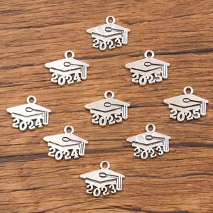 Zinc Alloy Graduation Cap Charms Year Numbers Pendants For Graduation Season DIY Jewelry Making Accessories