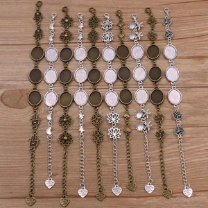 Bronze Antique Argent Alliage Base Ovale Bracelet Accessoires Rétro DIY Bijoux Pendentifs Pour Femmes Hommes Bijouterie